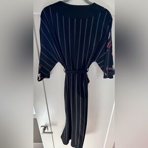 Vivienne Hu kimono dress. Striped with botanical sleeve detail.